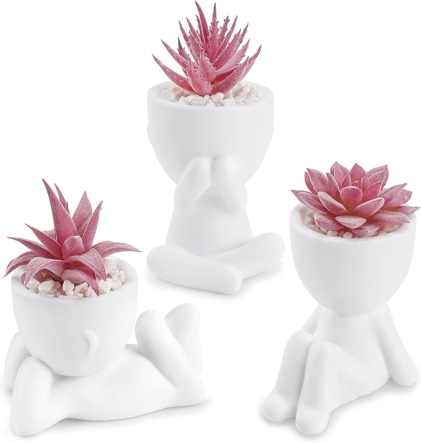 Der Rose 3pcs Fake Succulents Plants Artificial for Black Bathroom Bedroom Home Living