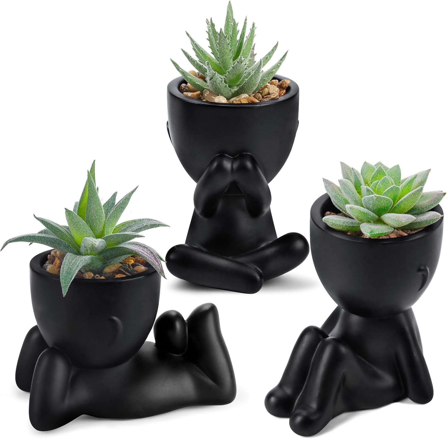 Der Rose 3pcs Fake Succulents Plants Artificial for Black Bathroom Bedroom Home Living