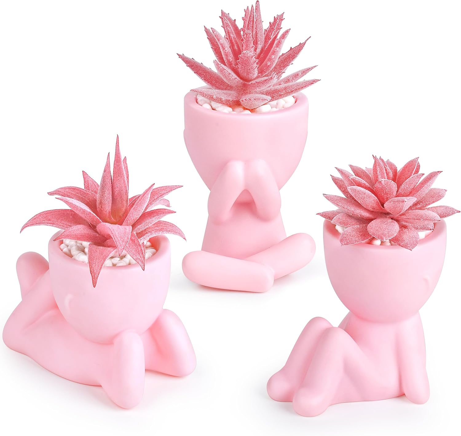 Der Rose 3pcs Fake Succulents Plants Artificial for Black Bathroom Bedroom Home Living